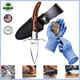 Oyster Shucking Knife and Glove Kit with Stainless Steel Blade and Wood Handle