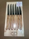 Jean Dubost Laguiole Olive Wood Steak Knives Box Set of 6 NEW