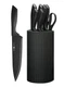 Knife Set 8 Piece Kitchen Knives Universal Block Anti Rust Black NULAS