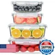 KOMUEE 4 Pack 63oz+27oz Large Glass Food Storage Containers Set with Airtight Li