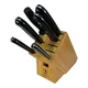 Zwilling J.A. Henckels 6 Pc Knife Block Set Black Handles Chef Bread Santoku