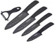 Wolf War Ceramic Knife Set with Protective Cover, Kitchen Knife Set with 4-Pi...