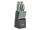 Oster Lindbergh 14 Piece Stainless Steel Cutlery Set in Green with Soft Grip Han
