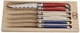 Set of 6 authentic French Jean Dubost Laguiole steak knives blue white red NEW