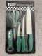 5 Piece Kitchen Knife Tool Set Cooking Basics Green