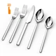 KINGSTONE Silverware Set, 20 Piece Flatware Cutlery 20 pieces for 4, Silver