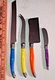 Jean Dubost Laguiole Cheese Knife set 4 Bee blue orange yellow purple France