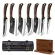 HOSHANHO 9PCS Hand Forged Butcher Set with Storage & Magnetic Knife Block Holder