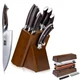 HOSHANHO 8PCS Kitchen Knives Set Block Chefs Knife Set with Sharpener Whetstone