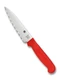 Spyderco Kitchen Paring Knife K05SRD 4.48" Serrated Stainless Steel Blade - Red