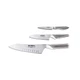 Global 3 Piece Knife Set, Asian Chef's, Prep and Paring Knives, Stainless Steel