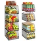 Jakyitvi 4 Pack Stackable Wire Baskets w/ Wood Top, Vegetable Fruit Storage