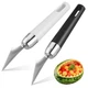 VILLCASE 2pcs Stainless Steel Fruit Carving Knife, VShaped Fruit Carving Grav...