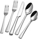 KINGSTONE 18/10 Stainless Steel Flatware, 20-Piece Forged 20-Piece, Silver 