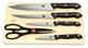 Home Basics 5 Piece Stainless Steel Knife Set w/ All Natural Wood Cutting Board