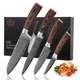 Wakoli EDIB 4-Piece Damascus Knife Set &ndash; Professional Chef Knives Set with V...