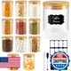 TBWIND 17oz Round Glass Storage Containers with Bamboo Lids &ndash; 12 Pack Small Airt