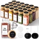 ComSaf Spice Jars with Label 4 oz 24Pcs, Glass Spice Jars with 6 Extra Shaker In