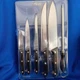 Omaha Steaks NEW 7PCS Cutlery Knife Set Stainless Steel Blade w/Cutting Board