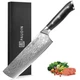 PAUDIN Nakiri Knife 7'', Damascus Chef Knife, Japanese VG-10 Stainless Steel,...