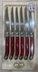 Jean Dubost Laguiole Steak Knives Box Set of 6 Stainless Steel Blades Red