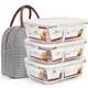 DAS TRUST 3-Pack 2-Compartment Glass Meal Prep Containers w/ Insulated Lunch Bag
