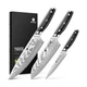 WIZEKA Damascus Chef Knife Set: 3 PCS,Super Sharp Kitchen Knives: Made of Jap...