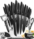 Home Hero Kitchen Knife Set - High Carbon Stainless Steel 20 Pcs, Black