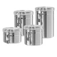 Oggi Set of 4 Stainless Steel Kitchen Canisters Airtight Clamp Lid Clear See-Thr