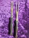 CUTCO 1726,1727 JB MEAT FORKS BROWN SWIRL HANDLE HIGH CARBON STAINLESS FORKS