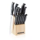 Hamilton Beach 14 Piece ABS Full Tang With Rivets Rubber Wood Veneer Block