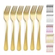 Kyraton Gold Dinner Forks - 6 Piece Set, Stainless Steel, 8.17 Inch, Titanium...