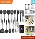 All-in-One 15-Piece BPA-Free Silicone Utensils Set with Stainless Steel Grip