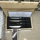 Kamikoto 4-Piece Steak Knife Set Steel Black Silver with Certificate Wood Box