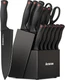 Astercook 15 Piece Knife Set with Sharpener Block - German Stainless Steel, Dish