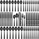 CEKEE 72-Piece Black Silverware Set with Steak Knives, Stainless Steel Flatwa...