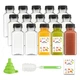 GUSTO [8 oz. - 15 Count Reusable Plastic Juice Bottles With Caps, Labels, Bru...