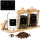 Suclain 3 Pcs Glass Coffee Container with Wooden Lid Spoon Shelf Labels Clear Ai