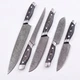 USA Sword & Blade Armory 5pc Damascus Chef Knife Set Custom Wood F/Tang w/Sheath