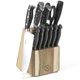 Martha Stewart Greeley 14 pc Triple- Riveted Cutlery Knife Acacia Wood Block Set