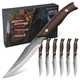 Dragon Creek Steak Knives Set of 6, High-Carbon Steel Steak Knife Set with Wo...