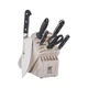 ZWILLING Pro 7-Pc Knife Block Set Rustic White Chef Bread Paring New