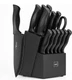 HUNTER.DUAL 15 Pcs Kitchen Knife Set with Block Self Sharpening, Black *NEW*