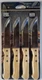 Bombay 4 Steak Knives, Stainless Steel Blades, Natural Wood Handles, NEW