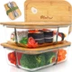 EcoPreps Large 3-Compartment Glass Bento Box Containers with Bamboo Lids