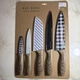 Rae Dunn 10-Piece Knife Cutlery Set w/Wood Handles Chop Slice Cut Dice Turquoise