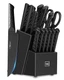 HUNTER Dual Knife Sets for Kitchen with Block, 15 Pieces CGRectSZ-10 - BLACK