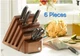 Princess House CULINARIO SERIES II CUTLERY 6-Pc Wooden Knife Block Set 40201 New
