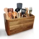Dstuff Large Acacia Wood Kitchen Utensil Holder Organizer Countertop 3 Compartme
