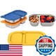 BSTUR 3 Pack Stainless Steel Snack Containers with Silicone Lids, 2 Compartment
